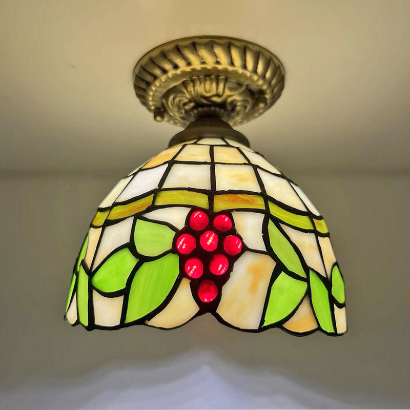 Cross-border exclusive for 8-inch Tiffany European ceiling lamp led retro creative stair aisle balcony entrance lampshade