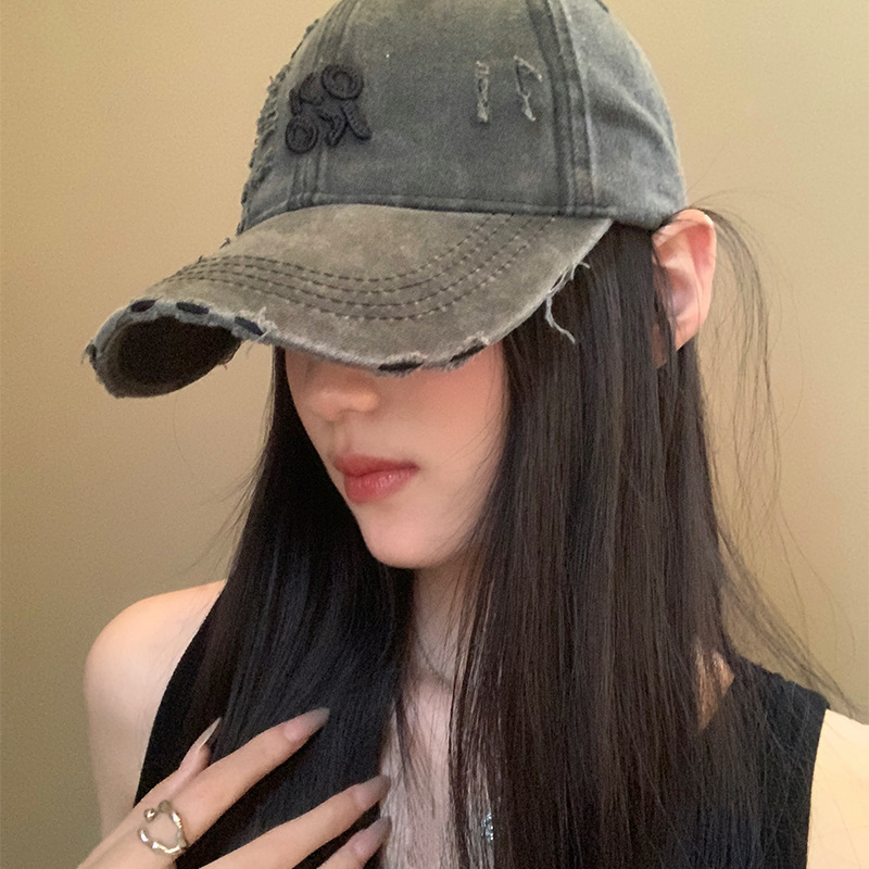 アメリカンレトロなリッピング野球帽女性の春夏の新しい多用途ひさしキャップ顔見せ小さな帽子|undefined