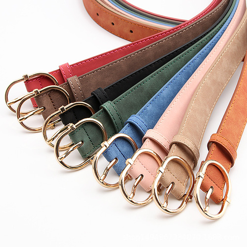 New style women's belt with Japanese buckle, fashionable matte high-end PU belt for girls' dresses and clothing with decorative belt