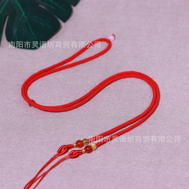 DIY Cross-Body Dzi Bead Hanging Rope Jade Jade Safety Buckle Pixiu Jewelry Red Rope Wholesale Men's and Women's Clavicle Chain Rope