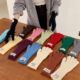 Autumn and Winter Solid Color Finger Wool Gloves Touch Screen South Korea Christmas Knitted Fashion Letter Labeling Riding Cold Protection