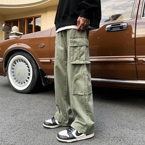 Men's Fall Work Pants Loose Trendy Retro Straight Leg Casual Pants Streetwear Brand Ins American Wide Leg Harem Long Pants