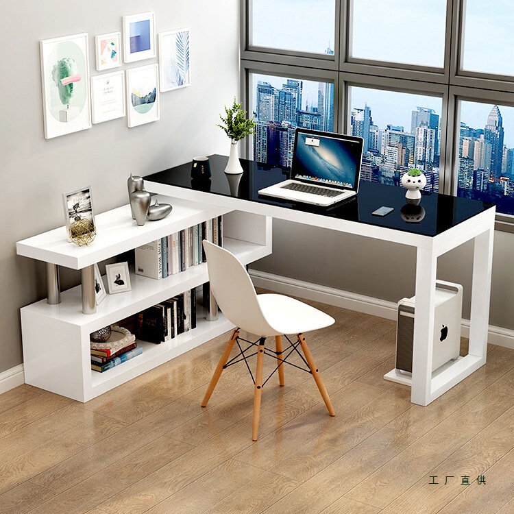 Corner Desk with Bookshelf, Integrated Desk and Bookcase, Computer Desktop Table, Writing Desk for Home Use, Corner Computer Desk, Simple Bedroom Desk Corner Desk with Bookshelf, Integrated Desk and Bookcase, Computer Desktop Table, Writing Desk for Home Use, Corner Computer Desk, Simple Bedroom Desk
