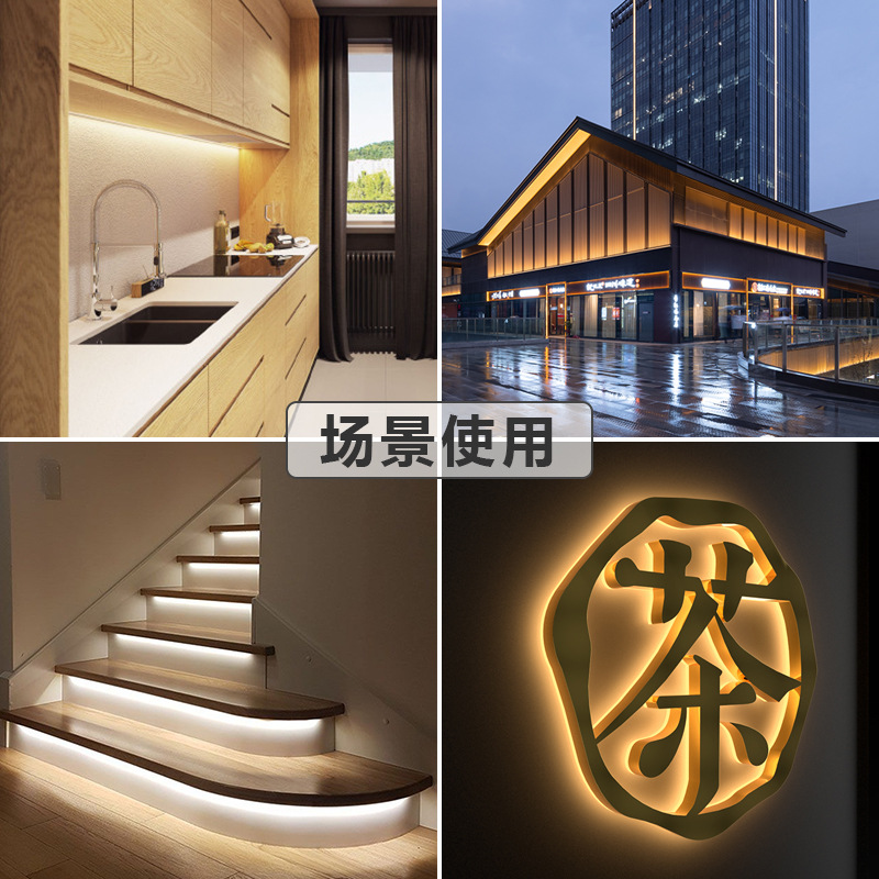 High-Intensity LED Strips with Self-Adhesive Flexible Design, Dual Color COB Light Strips, 24V/12V Low Voltage, for Creating a Prominent Flexible Atmosphere Lighting