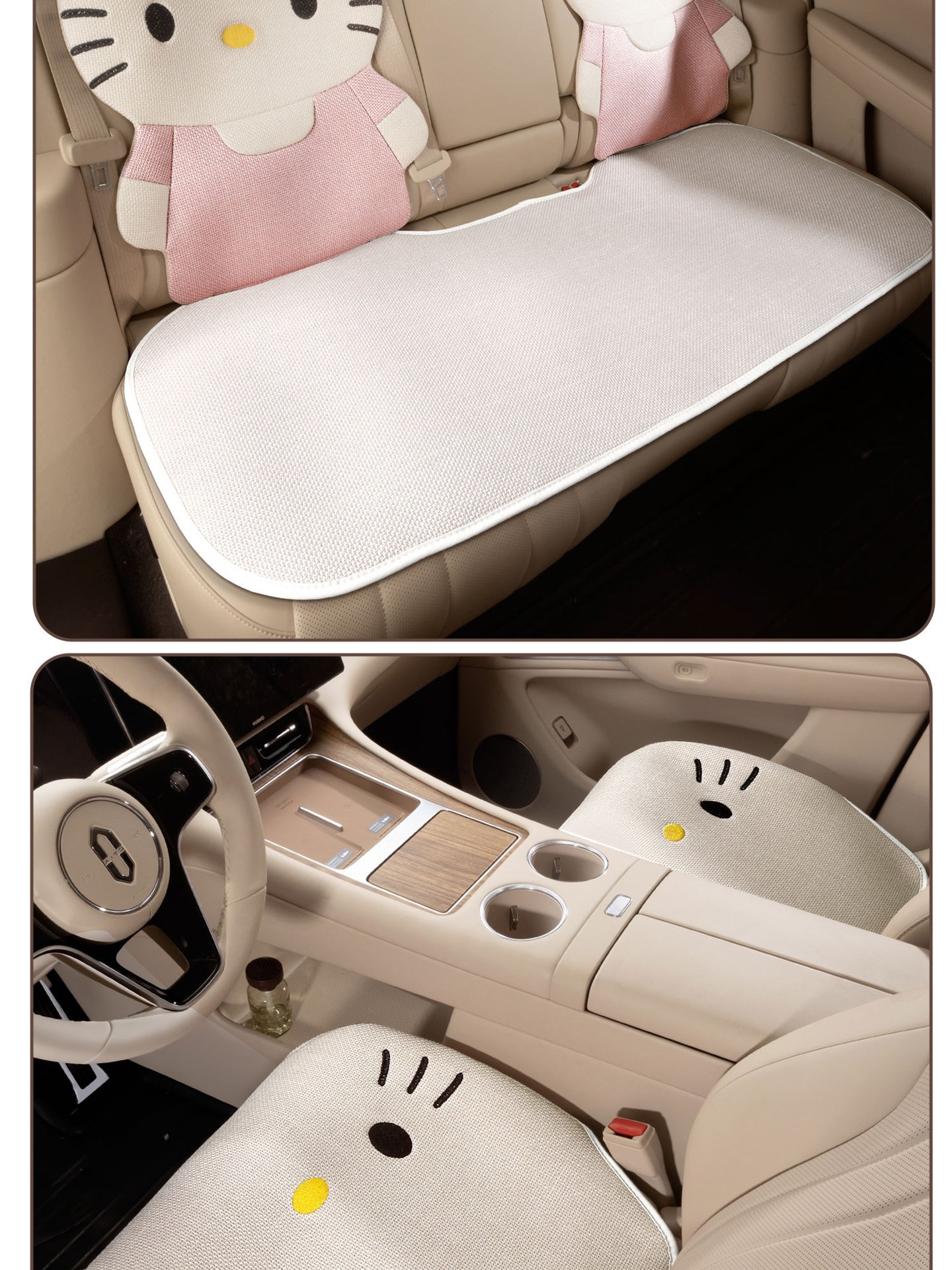Car seat cushion, universal for all seasons, cartoon cute design, women's car seat pad, full coverage, breathable, non-slip seat cover