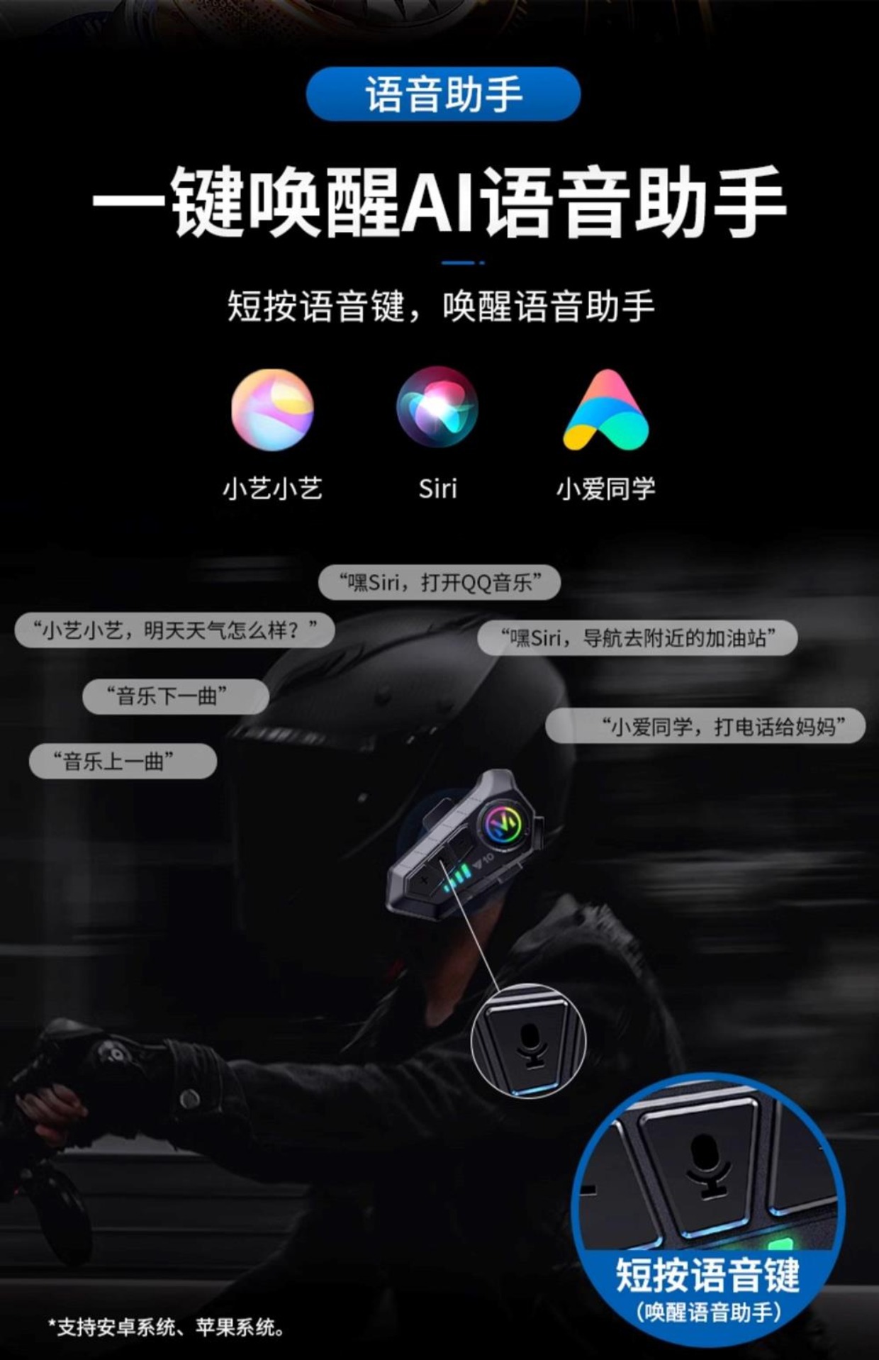 Suitable for -Y Other 0 Motorcycle Helmets Bluetooth Headsets Waterproof Noise Reduction Takeaway Rider Half Helmet Full Helmet Intercom