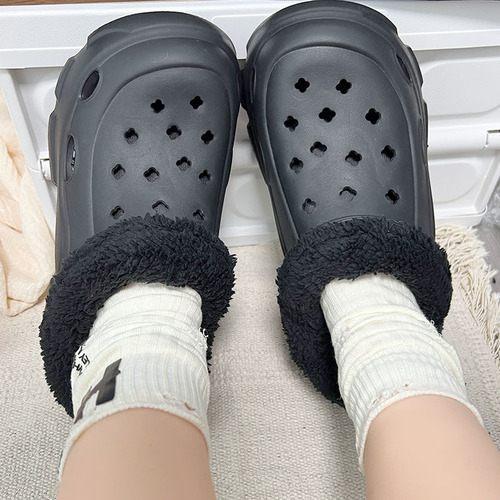 Inner sole of winter and autumn removable fleece hole-toe shoes, long and short plush cotton comfortable hole-toe shoes, warm inner lining shoe cover