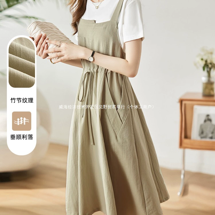 Платье для женщин, лето 2025, новый стиль, миниатюрная юбка на подтяжках из двух частей, летняя популярная юбка этого года в популярном стиле