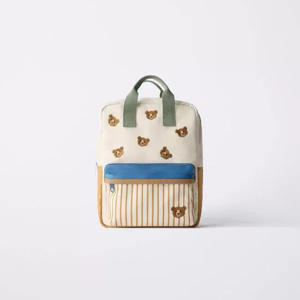 Cross-Border 2026 Autumn New Model Cute Bear Head Embroidery Kindergarten Boys and Girls Children's Backpack Small School Bag