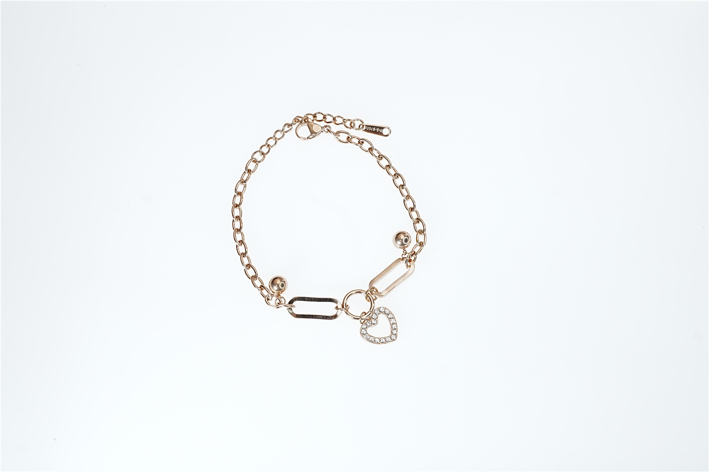 Date, Tea Party Occasion Titanium Steel Material Classic Style Heart Shape Titanium Steel Cable Chain Bracelets In Bulk