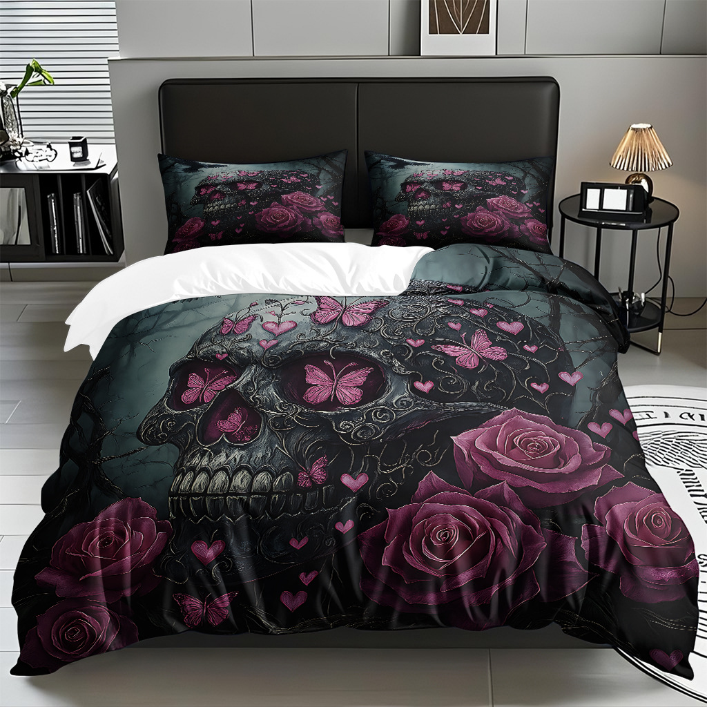 TEMU / JIT transfronterizo hogar cabeza de colcha impresa digital conjunto de edredón abrasivo fuente de ventilación fábrica directa