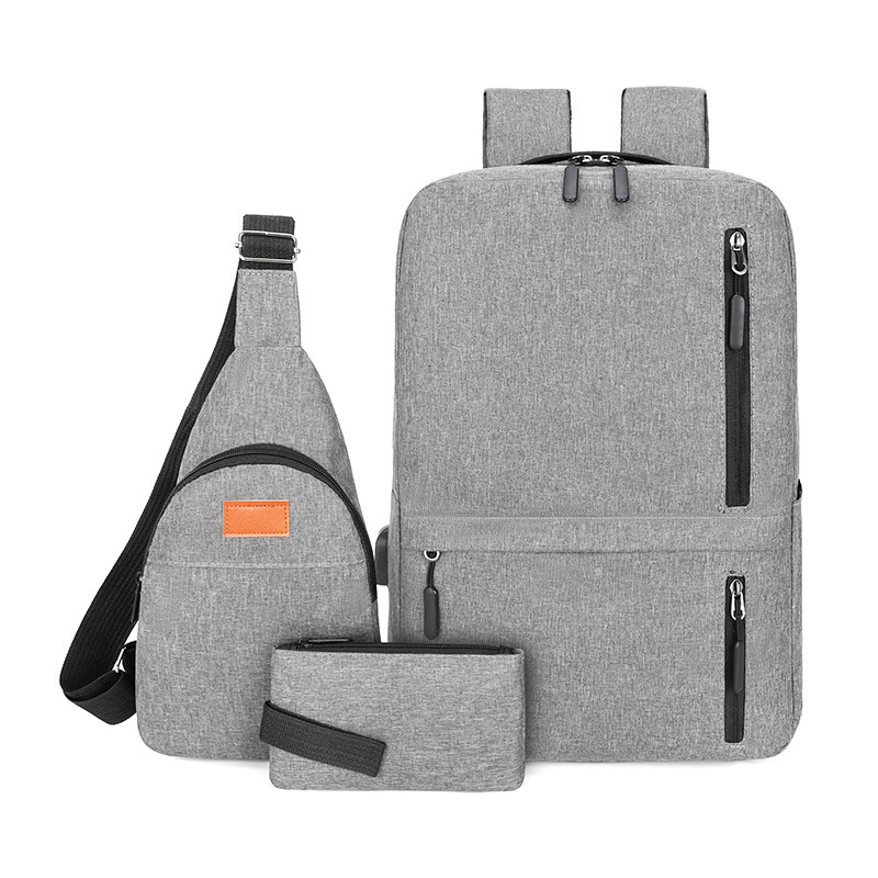 Oxford Cloth Three-Piece Backpack New Business Laptop Backpack Large Capacity Schoolbag Trendy for Male High School Students Oxford Cloth Three-Piece Backpack New Business Laptop Backpack Large Capacity Schoolbag Trendy for Male High School Students