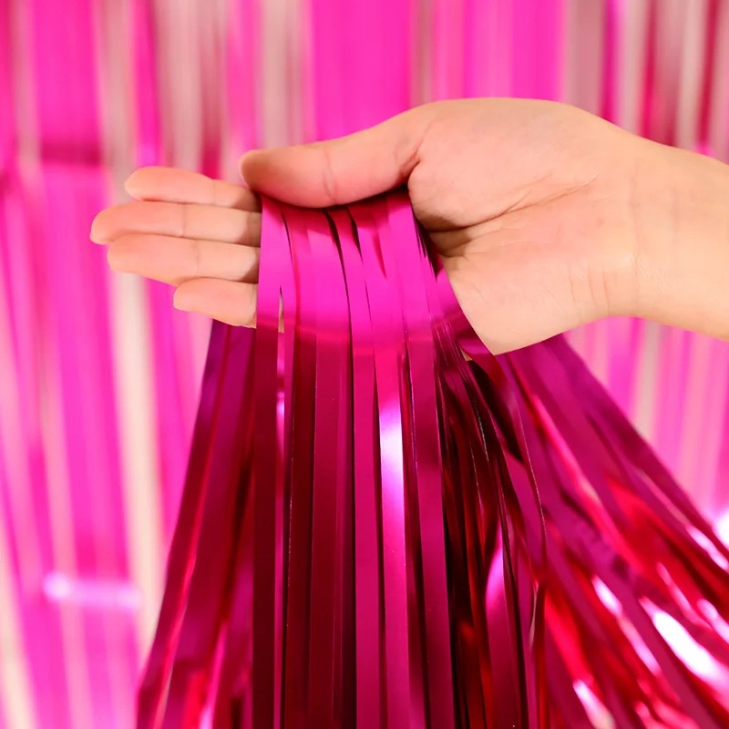 Cortina de lluvia mate mate mate fiesta de cumpleaños fondo de boda decoración de pared diseño brillante cuadrado cortina de lluvia borla