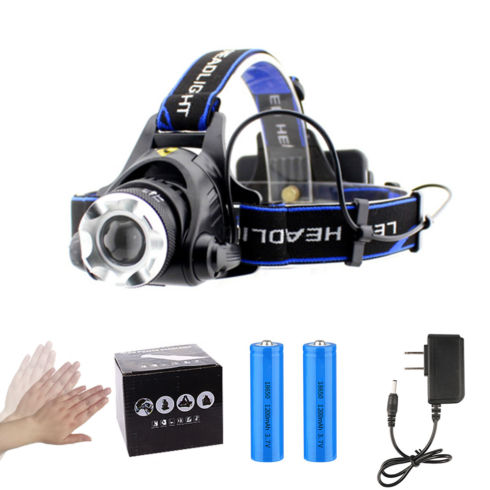 Luz potente, batería de larga duración, sensor, enfoque telescópico, linterna montada en la cabeza, batería de litio recargable por USB, resistente al agua, linterna frontal LED ultrabrillante