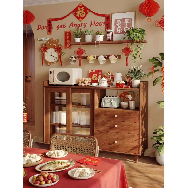 Aparador de Comedor Integrado de Madera Maciza para Comedor y Sala de Estar