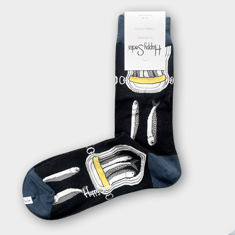 ハッピーソックス メンズソックス ミドル丈 コーマ綿 吸汗消臭 通気性 スウェーデン製 おしゃれ カラフル 薄手