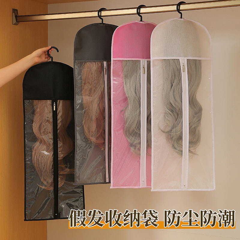 Cross-Border Popular Non-Woven Wig Storage Bag Transparent Hanging Display Bag Peva Visual Waterproof Packaging Bag