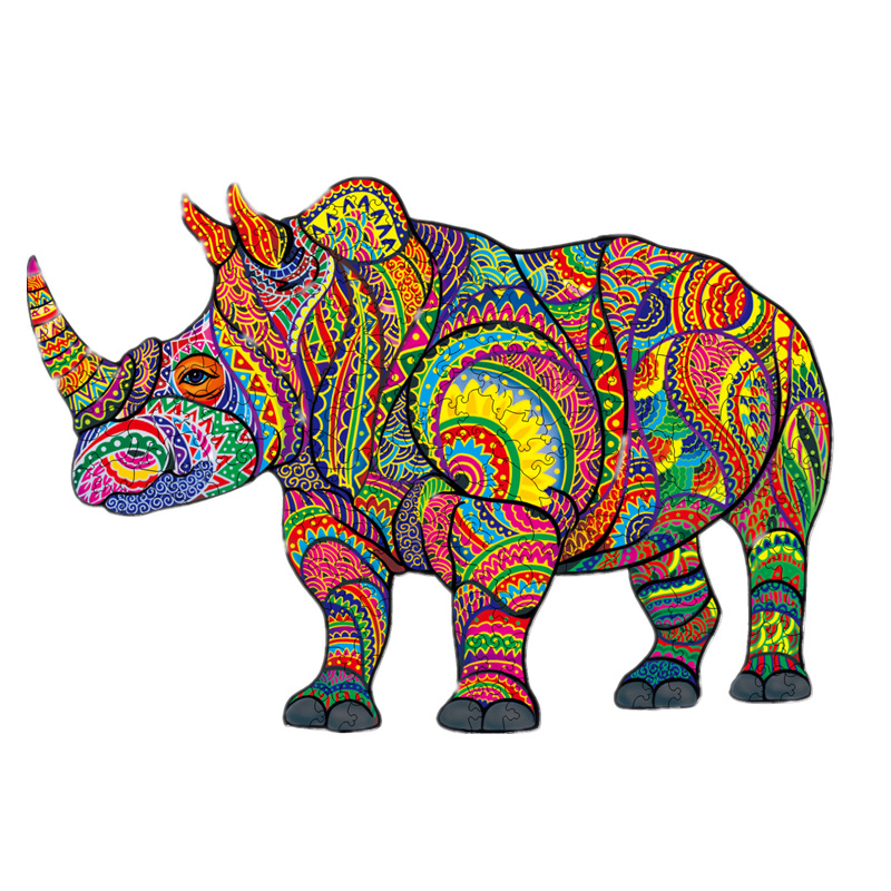 Lobo transfronterizo, león, animal, rompecabezas de madera en forma al por mayor, rompecabezas de madera irregular, juguetes de rompecabezas transfronterizos