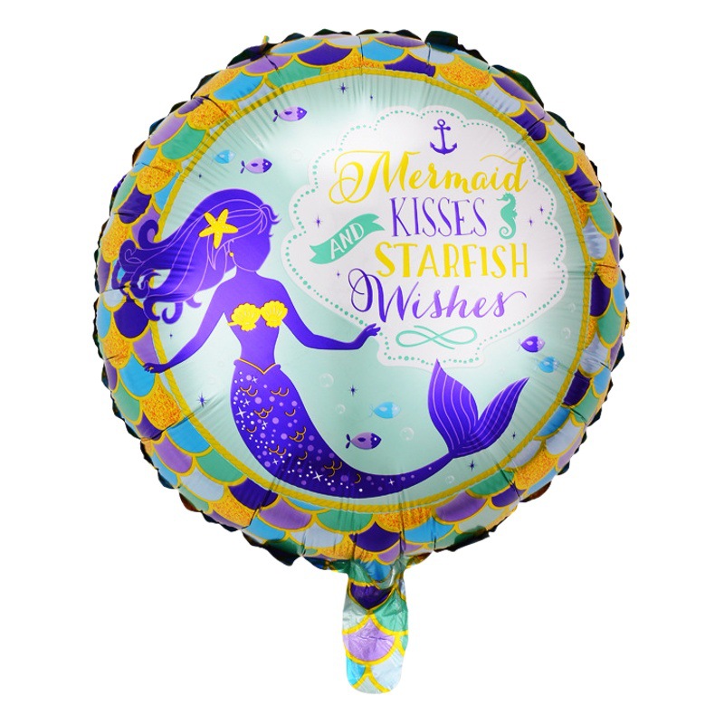 En forma de sirena globo fiesta de cumpleaños decoración de dibujos animados globo cola de pescado forma de concha película de aluminio cuento de hadas marino