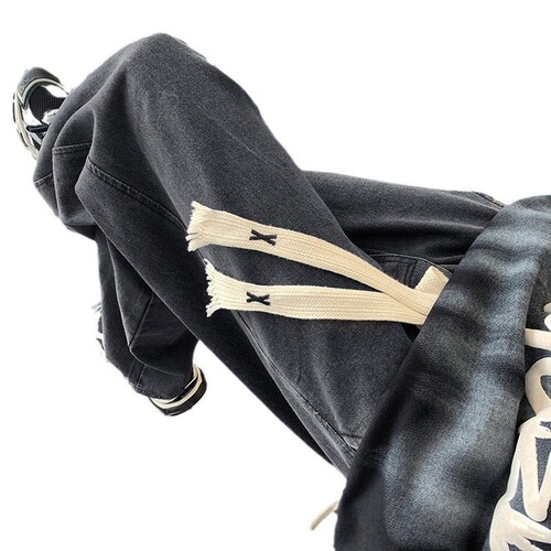 Men's Cozy Fleece Jeans for Autumn/Winter, American Retro Thick Straight Leg Wide Leg Pants, Trendy Brand Compatible