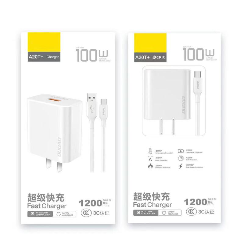 A20+ Charger Plug 100W Suitable for Apple, Huawei, Type-C, Android, Xiaomi Mobile Phone Fast Charging Set