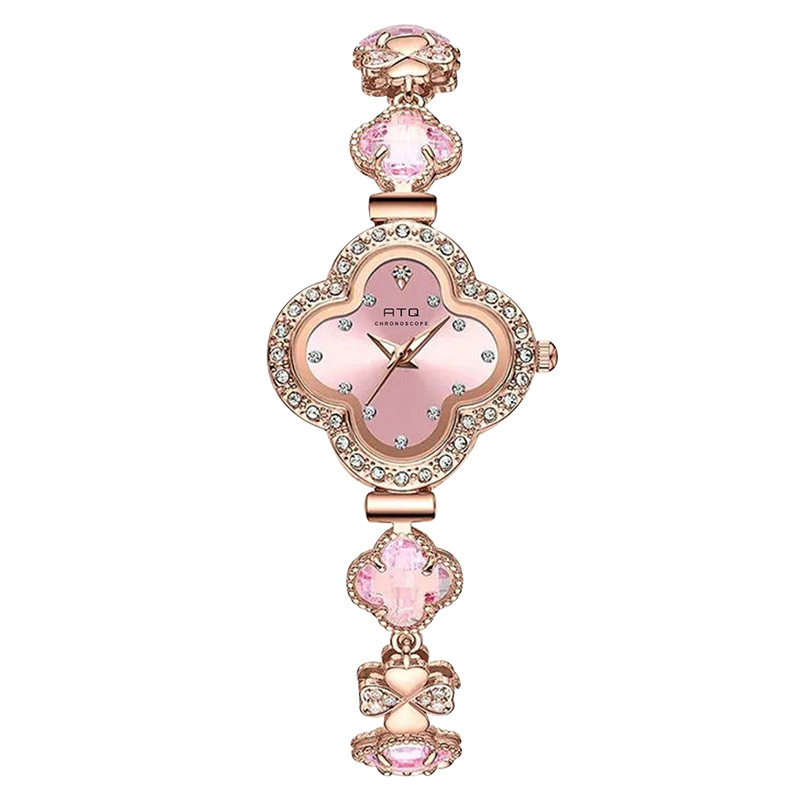 Atq Women's Watch Fashion Clover Diamond Watch Waterproof Bracelet Watch Light Luxury Niche Quartz Watch Wholesale