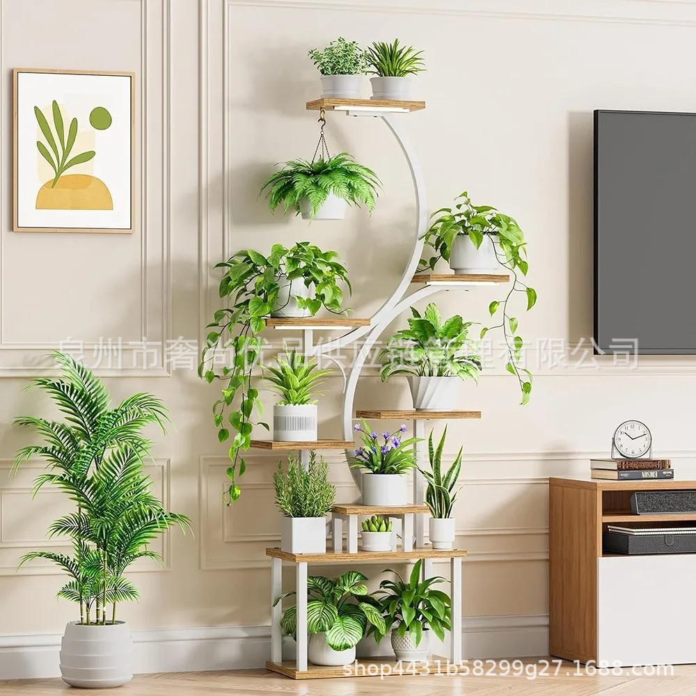 Cross-border flower stand with planting lights