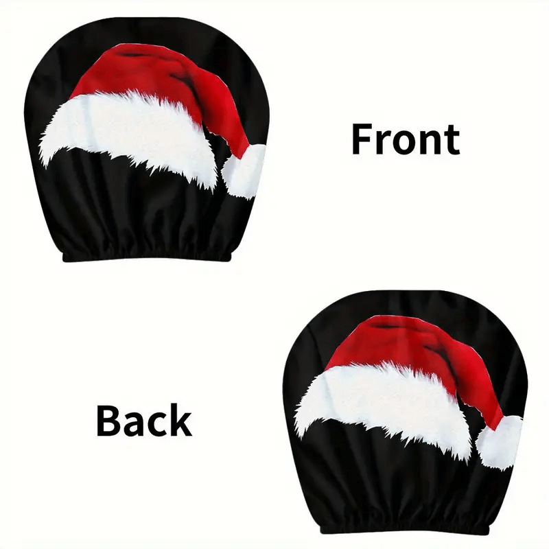 Car headrest cover with Christmas hat print, universal soft and breathable pillowcase for the car, can be customized with labels and made according to provided images