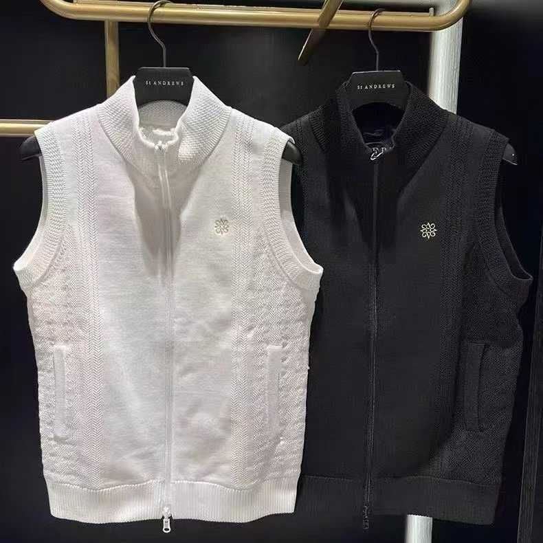 Autumn Korean Style Golf Women's Clothing Double Zipper Stand Collar Sleeveless Vest Outdoor Sports Fashion Versatile Top