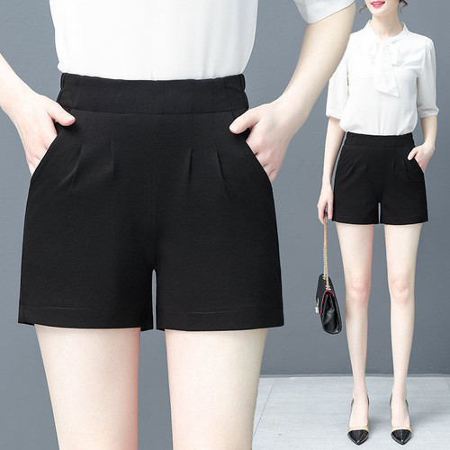 Women's Summer 2025 New High-Waisted Black Hot Pants Loose Slimming Casual Chiffon Wide-Leg Pants for Plus Size