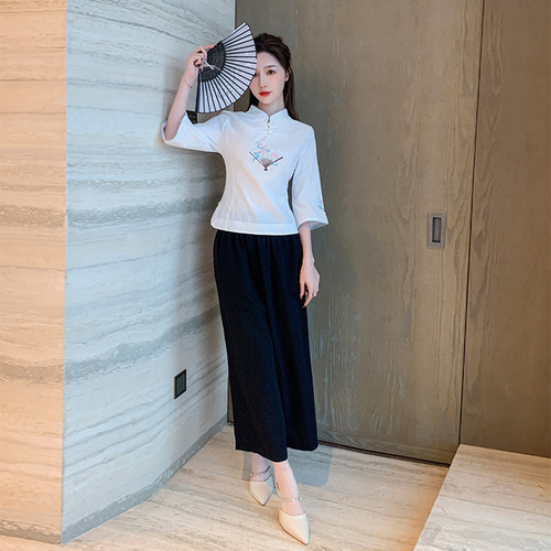 New pedicure technician beauty clothing temperament slimming spa work clothes health center white professional mid-sleeve work clothes