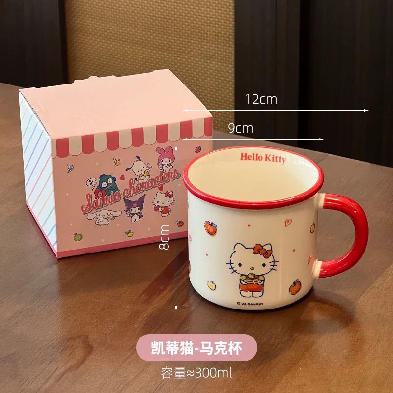 머그컵 산리오 머그컵 쿠로미 정품 세라믹 컵 여성 가정용 아침 우유컵 만화 귀여운 물컵327 이미지 2
