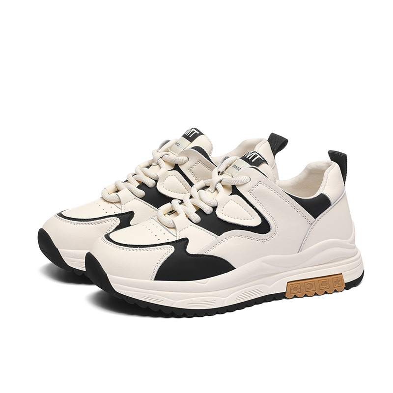 Genuine Leather Retro Fashion Casual Sneakers Women, 2025 Spring And Autumn New Thick-soled Versatile White Shoes For_vogvips.com