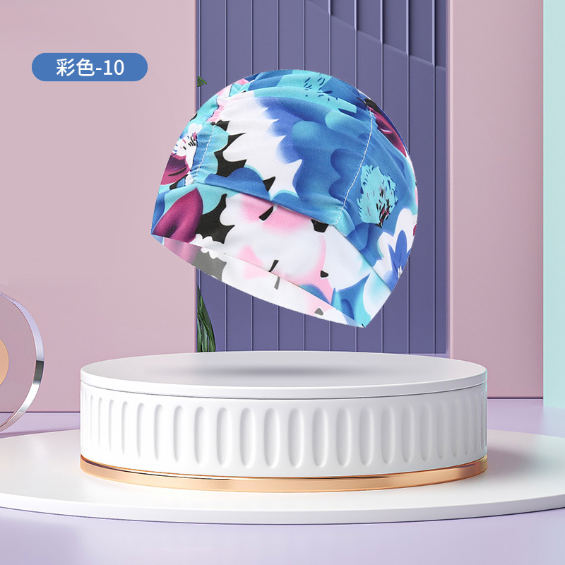 Sombrero de tela de natación adulto unisex cuidado del cabello protección del oído gorro de natación moda no-apriete cabeza plisada gorro de natación al por mayor