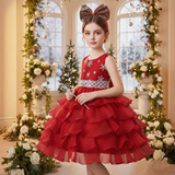 Рождественское вечернее платье, рождественская красная юбка на девочку для принцессы, европейский стиль, юбка-пачка, (в наличии на складе)