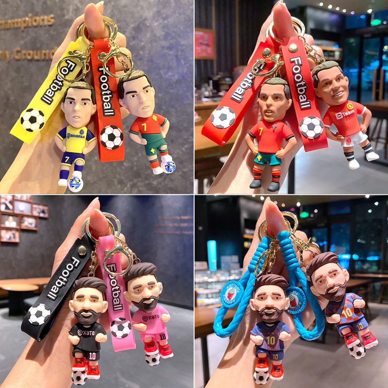 Cross-border star Ciro key chain cartoon Messi key chain doll pendant bag car key chain small gift