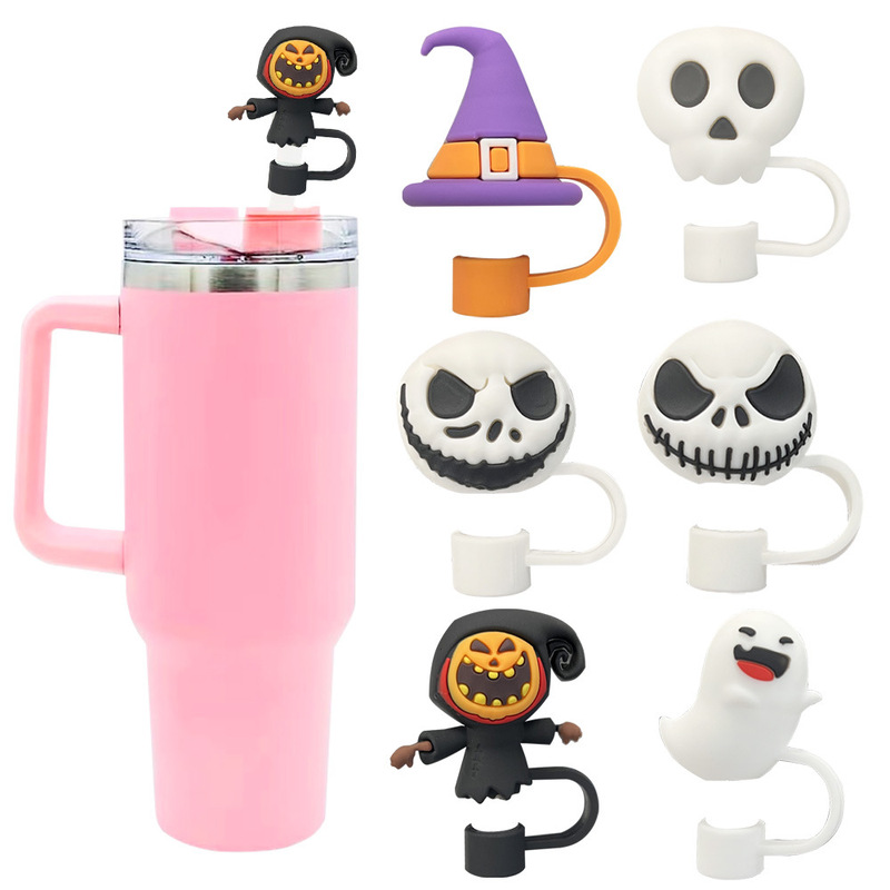 超火ハロウィーン奇妙な3D立体循環ストローキャップ防塵ストローは10mmストロー卸売りに適している|undefined
