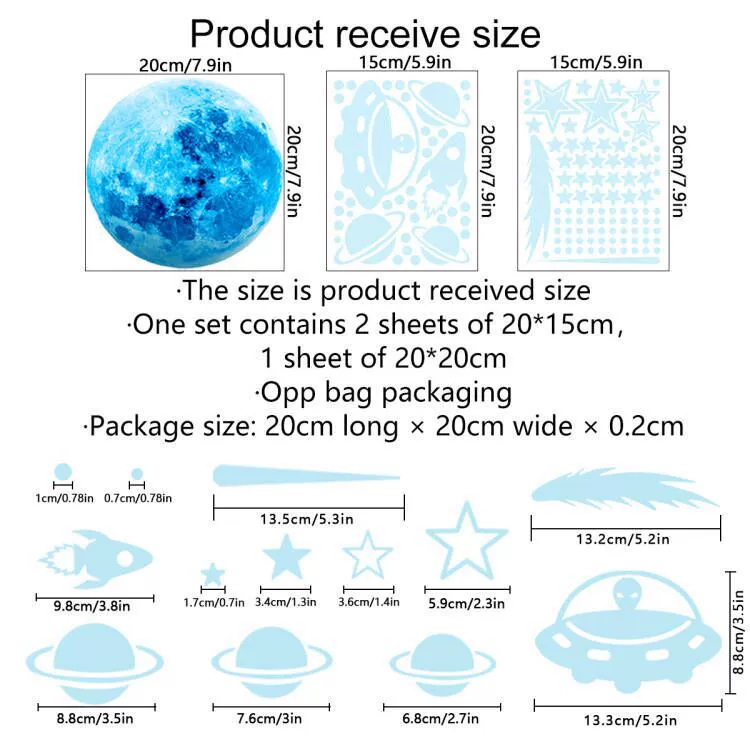 [zsz1449夜光宇航员太阳行星月亮星星墙贴客儿童房家居装饰夜光贴]