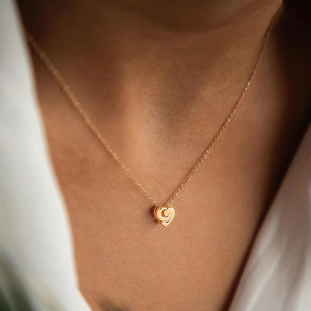 Copper Chain Material Heart Shape Copper Sweet IG Style Copper Pendant Necklace Necklace