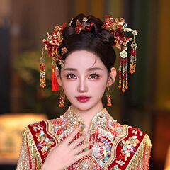 新しい中国風のXiuhe頭飾り花嫁の新しい赤いチャイナドレスシンプルなタッセルヘアピンXiuheスーツウェディングドレスアクセサリー
