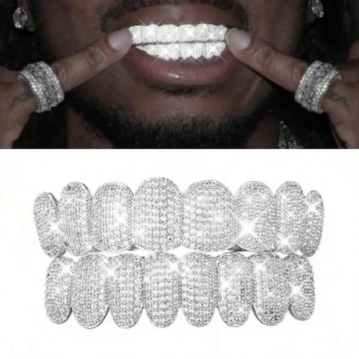 Хит продаж супер вспышка микрор-сапар медь циркон золотые брекеты Grillz кросс-граница оптовая прохладный мужской модный хип-хоп рэп