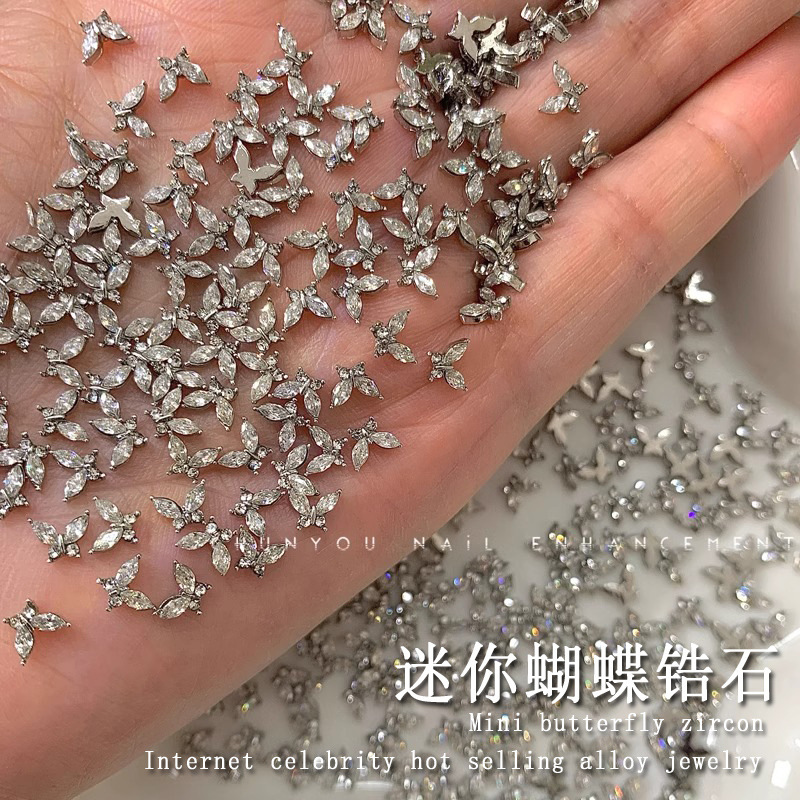Mini Alloy Small Butterfly Nail Art Jewelry Internet Red Crystal Flash Exquisite Butterfly Zircon Jewelry Nail Accessories