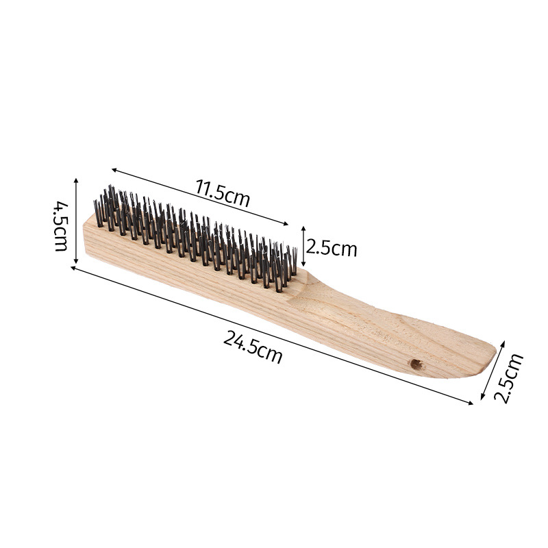 Nueve caballo de alambre de acero al carbono cepillo de rasguño de alambre de acero inoxidable mano curvada 14 pulgadas mango de madera grande Haya madera de caucho de abedul