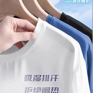 Polyester Quick-Drying Running T-Shirt Customized Thin Ice Silk Round Neck Short-Sleeved Men's Outdoor Sports Breathable Casual Fitness Clothing