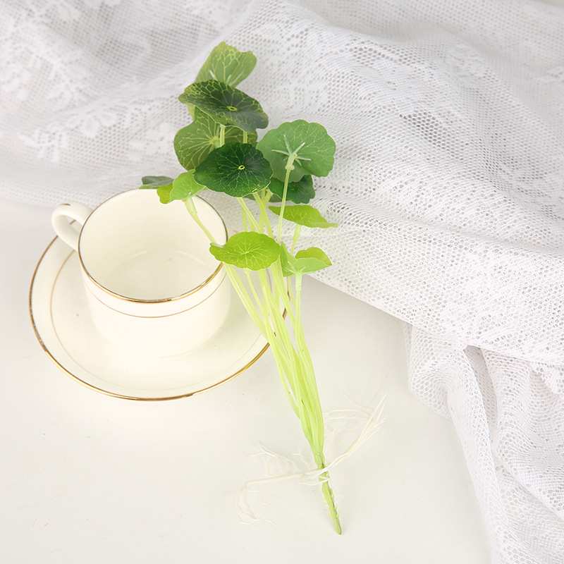 仿真水草植物花銅錢草仿真金錢葉手感小荷葉花植物花牆配材人造花