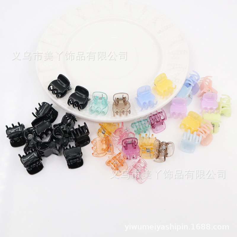 新款迷你小抓夹实用碎发夹糖果色透明色小发抓发卡头饰简约百搭款
