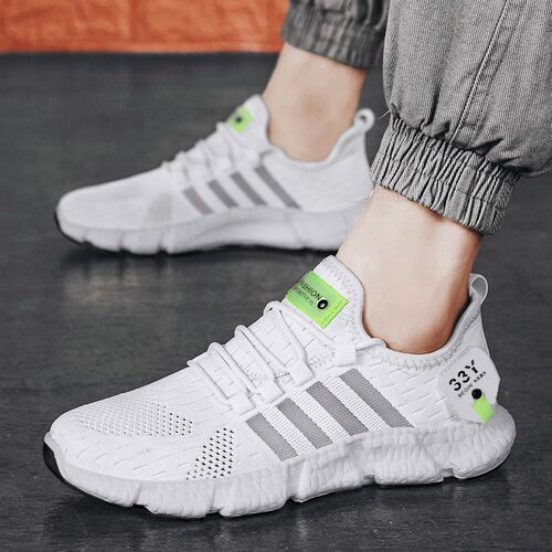 Men's Fashion Korean Version Trendy Mesh Running Sports Shoes Thick Sole Flyknit Comfortable Casual Shoes