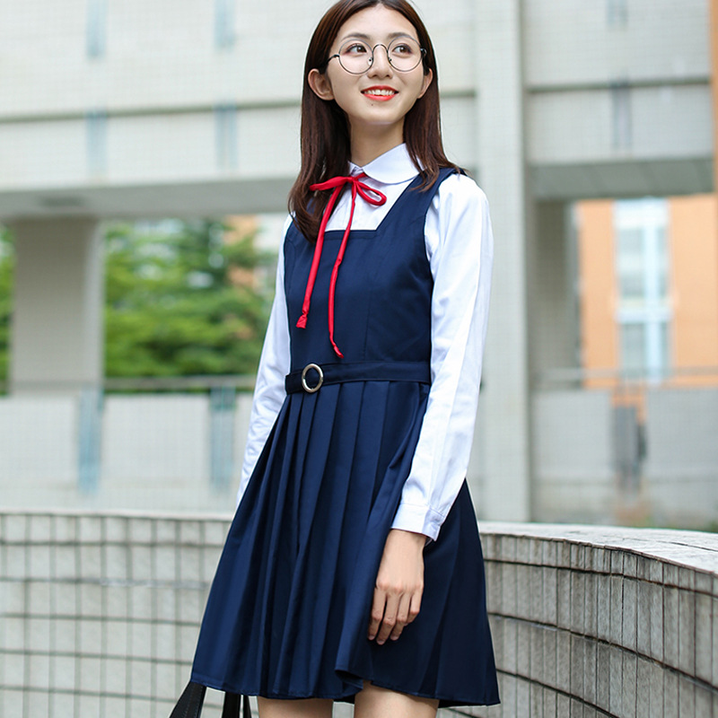 Japanese class uniform school uniform student uniform corner placket female white shirt sailor suit vest skirt dress suit