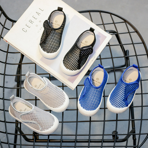 Summer Children Magic Mesh Net Shoes for Boys and Girls, Single Layer Mesh Shoes for Babies, Soft Sole Hole Shoes, Cool Shoes for Export