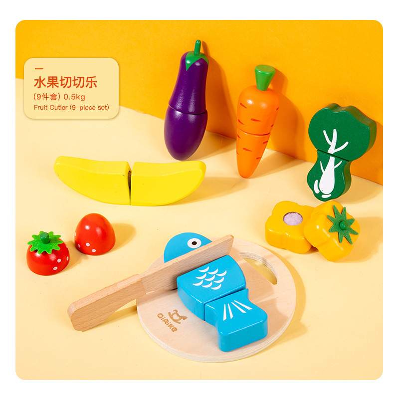 Bandeja de madera para cortar frutas y verduras para niños, juguete magnético de simulación, juguetes educativos para edades tempranas, regalo de cumpleaños para niñas, venta al por mayor image 10